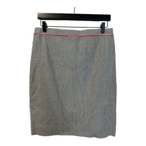 J. Crew Factory Seersucker The Pencil Skirt Navy White Striped Lined Size 8 NWT